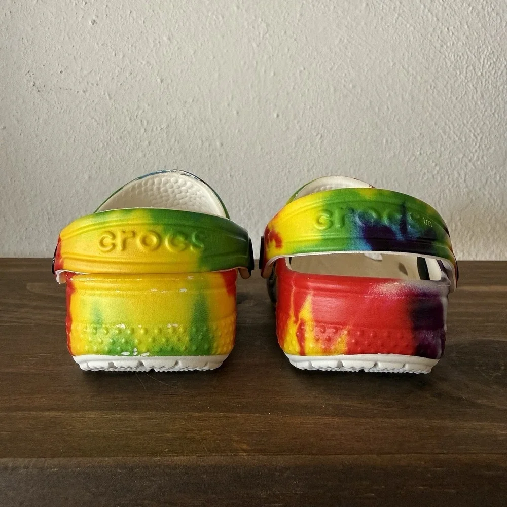 Crocs Classic Tie Dye Clogs Toddler Size‎ C2/3 Multi Color Rainbow Slip On Shoes